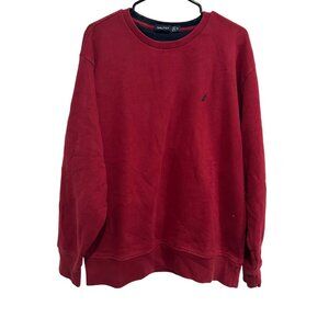 Nautica Mens Red Crewneck Pullover Sweatshirt Sz XL